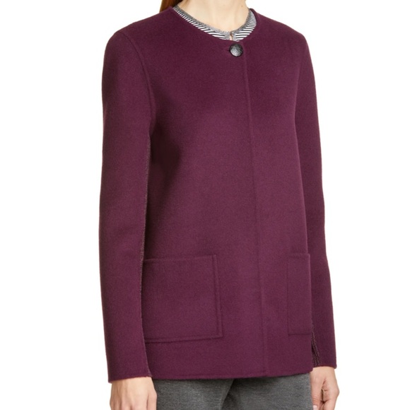 NWOT ST. JOHN COLLECTION Double Face Wool Blend Jacket in Plum size 6